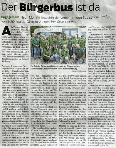 Der Bürgerbus ist da – BRAWO berichtet über die Einweihung Bild