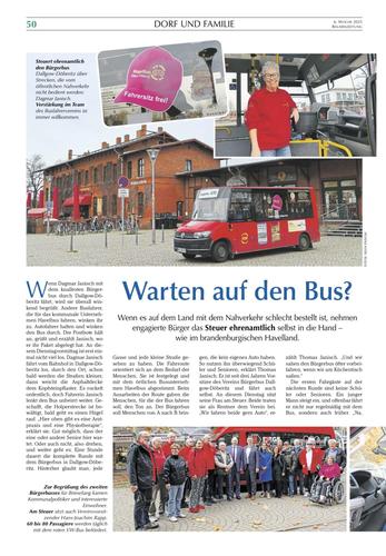 Bürgerbus Schönwalde-Glien in der Bauernzeitung Bild